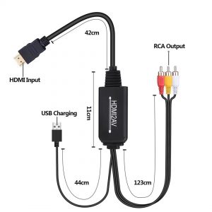 Conversor de áudio e vídeo HDMI para 3 RCA