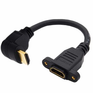 4K Angled HDMI 2.0 Panel Mount Cable, Male to Female Extension Cable