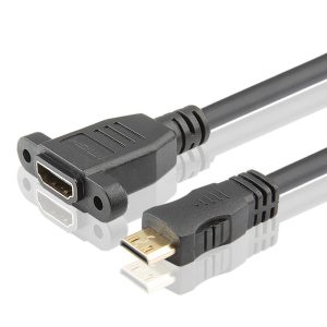 Mini-HDMI-auf-HDMI-Panel-Mount-Kabel, Verlängerungskabel Stecker auf Buchse