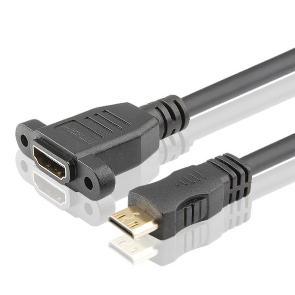 Mini câble HDMI vers câble HDMI pour montage sur panneau, câble d'extension mâle-femelle