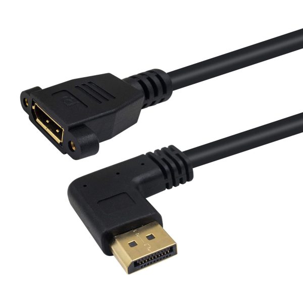 Cabo de montagem em painel Angle DisplayPort, cabo de extensão DP 1.2 macho para fêmea