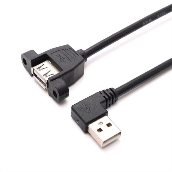 Câble d'extension USB 2.0 à angle monté sur panneau, mâle à femelle
