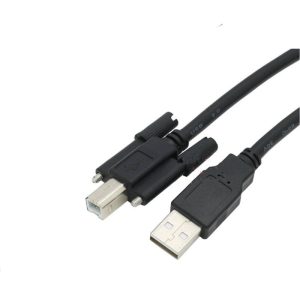 Cable de extensión USB 2.0 B para montaje en panel con varilla roscada, M-F