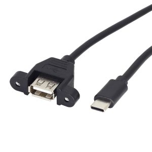 Cable de extensión USB 2.0 C a A de montaje en panel, M/F