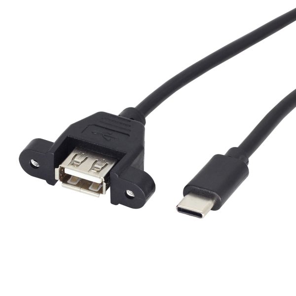 USB 2.0 Panel Mount C to A Extension Cable, M/F