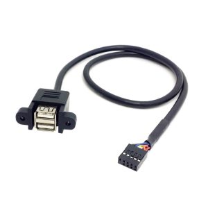 9Pin MotherBoard to Dual USB 2.0 A female Panel Mount Cable