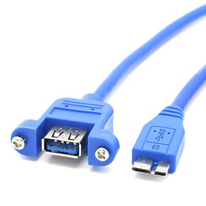 Cable micro USB 3.0 a A para montaje en panel, M-F