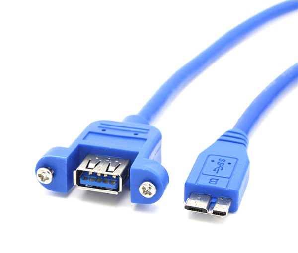 Cable micro USB 3.0 a A para montaje en panel, M-F