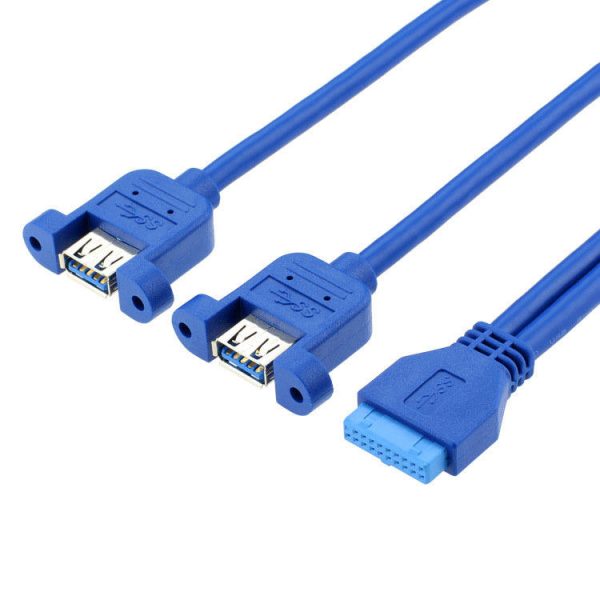 20PIN MotherBoard to Dual USB 3.0 A Female to Female Panel Mount Cable (Carte mère vers double USB 3.0 A femelle vers femelle pour montage sur panneau)