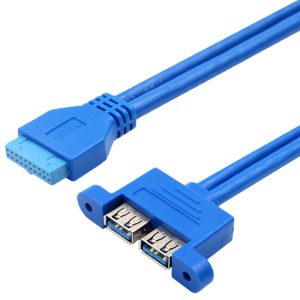 Cable de montaje en panel de 20PIN hembra de placa base a doble USB 3.0 A hembra horizontal
