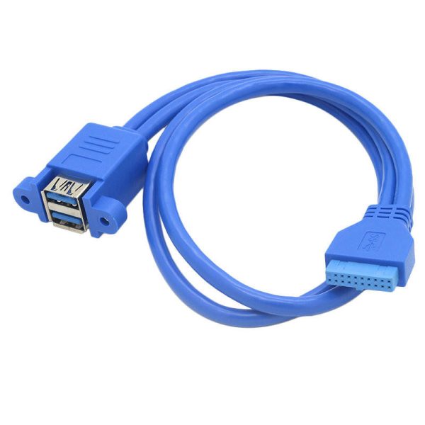 USB 3.0 20Pin to Dual USB 3.0 A Panel Mount Cable, Female to Female