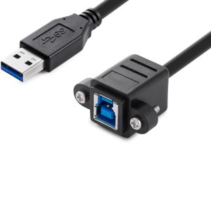 Panel Mount USB 3.0 A to B Extension Cable, Male to Female