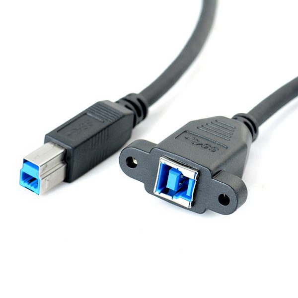 USB 3.0 B Panel Mount Extension Cable, Male to Female
