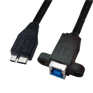 Micro USB 3.0 to B Panel Mount Cable, Male to Female Extension Cable