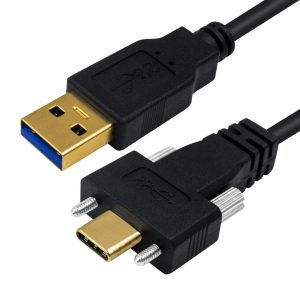 Cable USB 3.0 A a USB C macho de montaje en panel con doble tornillo