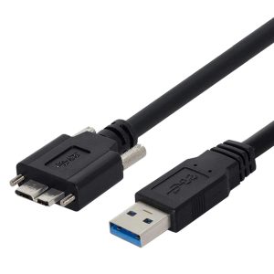 Panel Mount Micro USB 3.0 male to USB A male Cable with screw