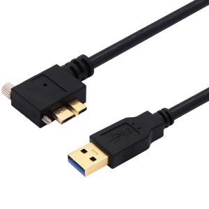 Panel Mount Up Down Angle Micro USB 3.0 Male to USB A Male Cable with screw