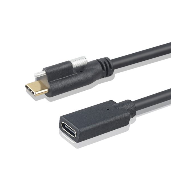 Cabo de montagem em painel USB 3.1 tipo C USB-C macho para fêmea com haste de parafuso