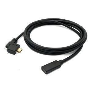 Panel Mount Left Angle USB 3.1 Type C Extension Cable with screw