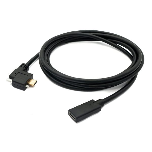 Câble d'extension USB 3.1 Type C à angle gauche pour montage sur panneau avec vis