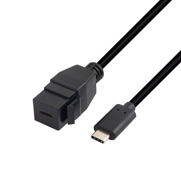 Cable de extensión USB-C macho a hembra con soporte Keystone