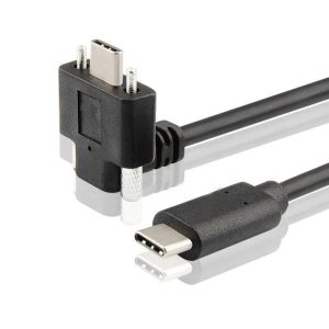UP Angle USB-C Panel Mount Cable USB 3.1 Type C Male to Male Cable with screw