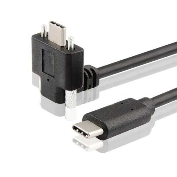 Câble de montage sur panneau USB-C à angle UP Câble USB 3.1 Type C mâle/mâle avec vis