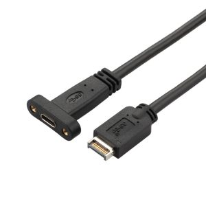 Panel Mount USB Type-E to USB 3.1 Type C Male to Female Extension Cable