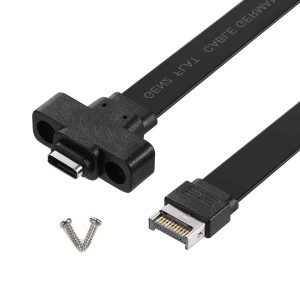 Cable USB plano de montaje en panel tipo E macho a USB 3.1 tipo C hembra para placas base Cable de extensión para montaje en panel