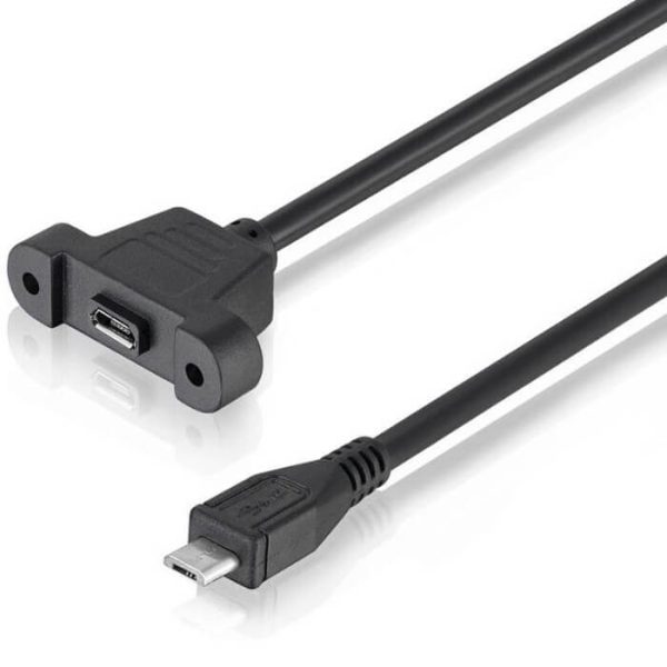 Cable micro USB 2.0 de montaje en panel, cable de extensión macho a hembra