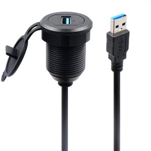 Aluminium Alloy USB 3.0 A Panel Flush Mount Cable Car Waterproof Cable with LED Indicator