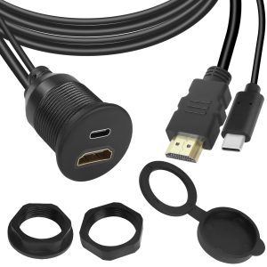 HDMI 2.0 and USB Type C Flush Mount Cable