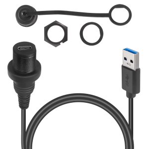 Small Round USB 3.0 A to USB C Flush Mount Cable