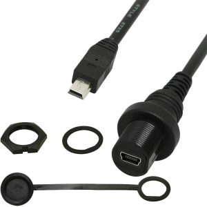 Mini USB 2.0 para montaje empotrado en panel Cable impermeable para coche
