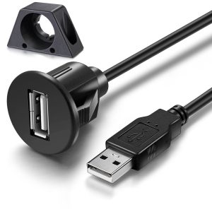 Single Port USB 2.0 A male to female Car Mount Flush Cable