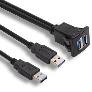 Square Dual USB 3.0 Panel Flush Mount Extension Cable