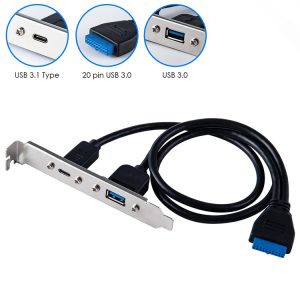 USB 3.0 20PIN Female to USB 3.0 A and USB 3.1 C Female USB Slot Plate Adapter Cable