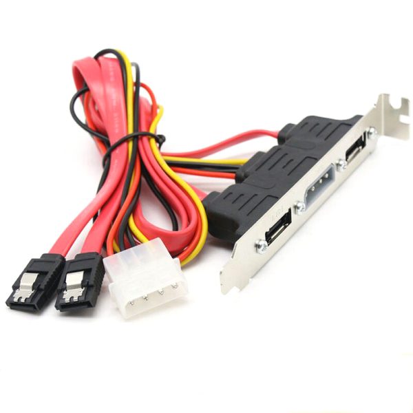 2 Puerto SATA a eSATA Soporte IDE 4 Pin Power Slot Placa Adaptador Cable