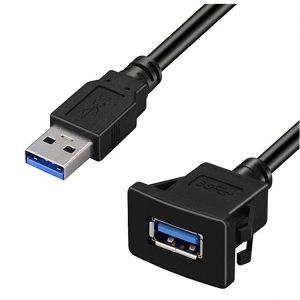 Câble d'extension pour panneau d'encastrement USB 3.0 carré à port unique