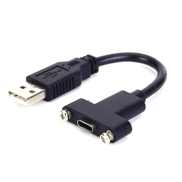 USB 2.0 A to USB-C Panel Mount Cable, Male to Female Extension cable