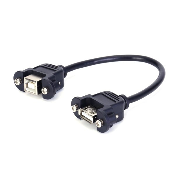 USB 2.0 A to B Panel Mount Cable, Female to Female
