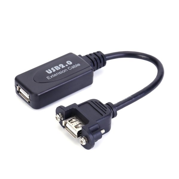 USB Panel Mount Cable with Booster, USB 2.0 Female to Female Cable